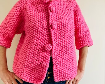 Chunky knit jacket pattern instant download, hand knitted cardigan easy pattern, super chunky knit gift for her