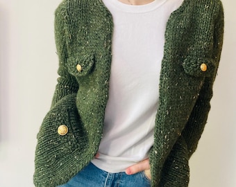 Chunky Knit Jacket Pattern: Hand Knitted Cardigan (PDF Download)