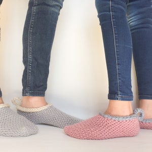 Knitted day slippers, Knitting pattern, gift for teens, beginner pattern, PDF, gift for her, DIY, unisex slippers image 2