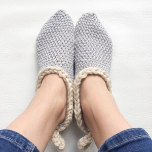 Knitted day slippers, Knitting pattern, gift for teens, beginner pattern, PDF, gift for her, DIY, unisex slippers image 6