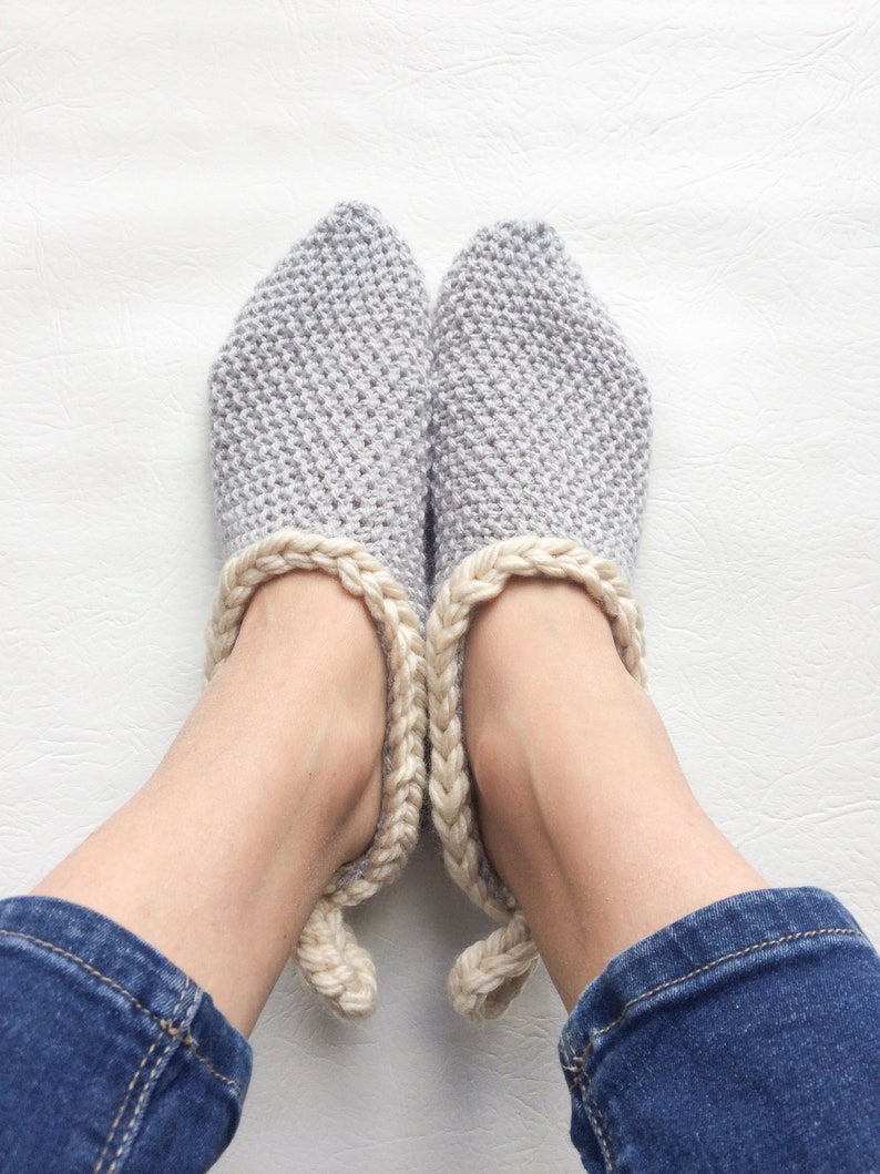 Knitted day slippers, Knitting pattern, gift for teens, beginner pattern, PDF, gift for her, DIY, unisex slippers image 6