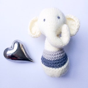 Elephant knitting pattern, baby rattle, baby shower gift, do it yourself, PDF