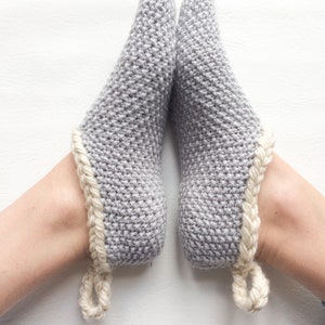 Knitted day slippers, Knitting pattern, gift for teens, beginner pattern, PDF, gift for her, DIY, unisex slippers image 8