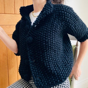 Chunky Knit Jacket Pattern Instant Download, Hand Knitted Cardigan Easy ...