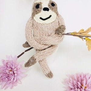 Knitting pattern, sloth, toy knitting pattern, softies, baby shower gift, do it yourself, PDF, handmade, knit toy pattern image 1