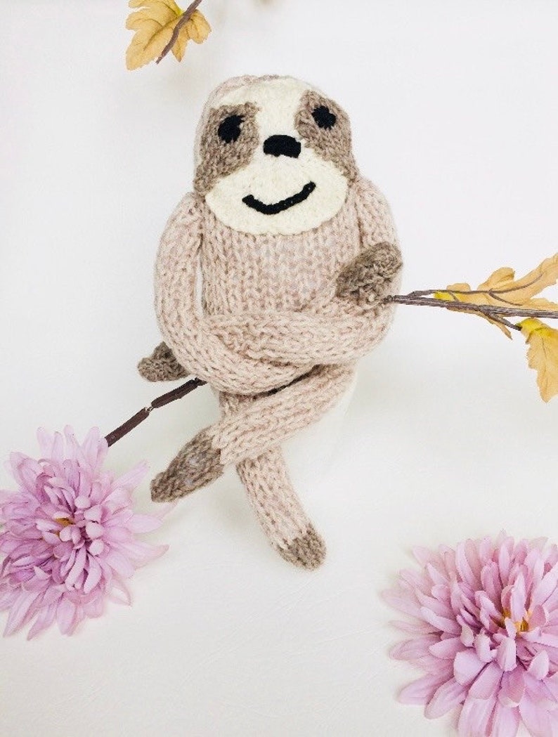 Knitting pattern, sloth, toy knitting pattern, softies, baby shower gift, do it yourself, PDF, handmade, knit toy pattern image 1