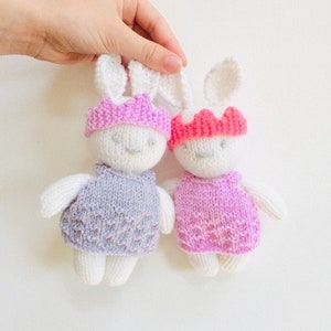 Amigurumi mini bunny pattern, knitted doll pattern, princess bunny, baby shower gift, knitting pattern, softies, knit toy pattern