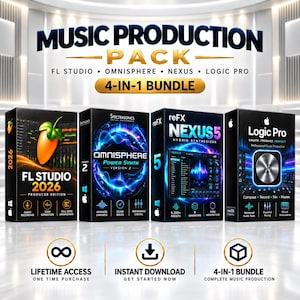 Music Production Bundle - Lifetime Access - FL Studio 2026 + Omnisphere 2 + Nexus 5 + Logic Pro - Instant Download