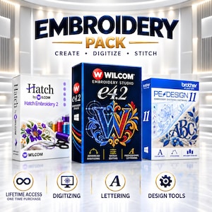 Sticksoftware-Paket – Lebenslanger Zugriff – Hatch 2 + Wilcom e4.2 + PE-Design 11 – Sofort-Download