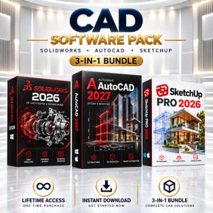 CAD Software Bundle 2026 AutoCAD 2027 SOLIDWORKS 2026 SketchUp Pro 2026 | Lifetime Access - Instant Download