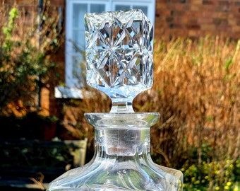 Vintage Heavy Cut glass decanter country house chic