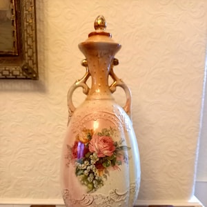 Large Antique Victorian Mantle Piece Urn Floral images