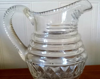 Vintage Art Deco 40's clear glass jug pitcher