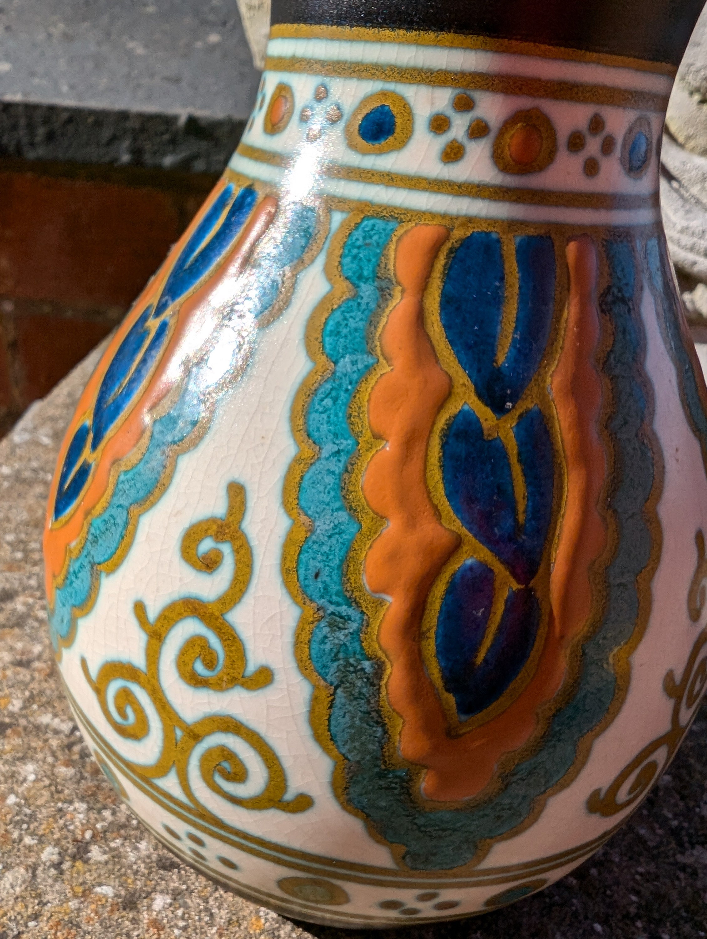 フラワーベース　オランダ陶器　ゴーダ窯　アールデコ　アールヌーボー　花瓶 フラワーベースアールデコオランダ陶器花瓶ゴーダアールヌーボー