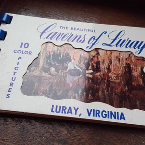 Carnet de cartes postales souvenir vintage en spirale des années 50 The Beautiful Caverns of Luray Virginia USA 4 x 3 po.