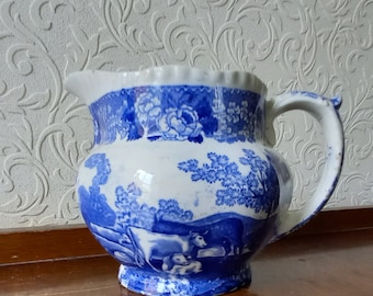 Adams 1920's blue and white English Cattlery milk jug