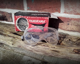 Vintage 60's Mid Century Panorama All Purpose Safety Goggles original package prop