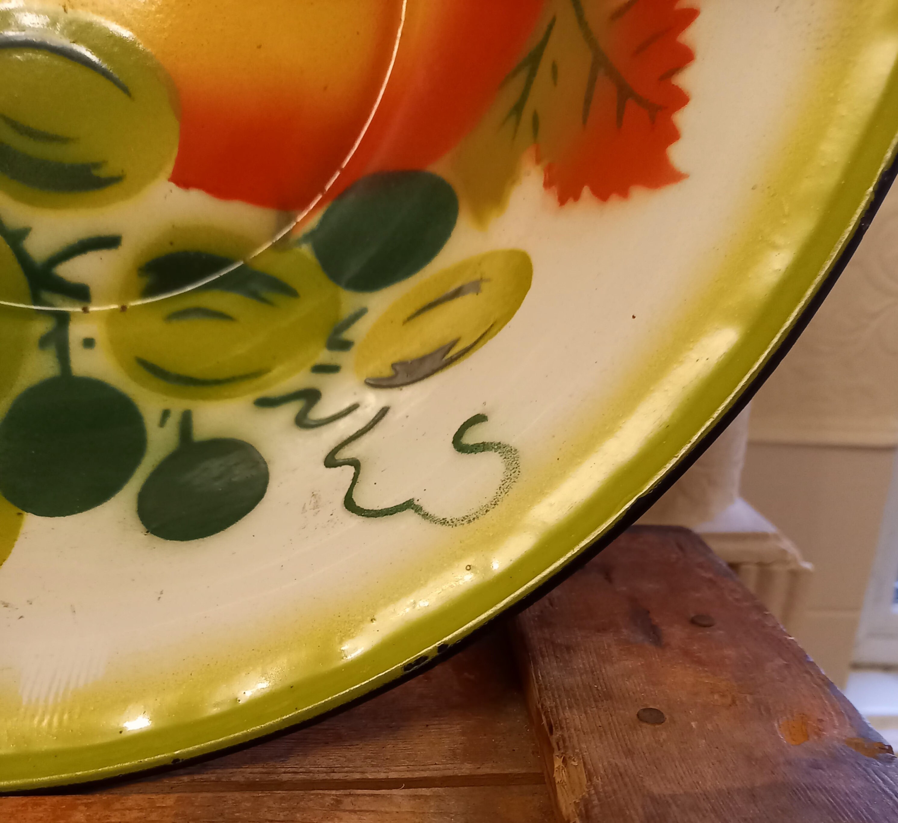 希少BIG！50sアメリカンアンティーク　果物柄ホーローボウルミッドセンチュリー 希少BIG！50sアメリカンアンティーク 果物柄ホーローボウル