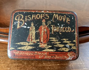 Antique 1920's Bishops Move tobacco tin