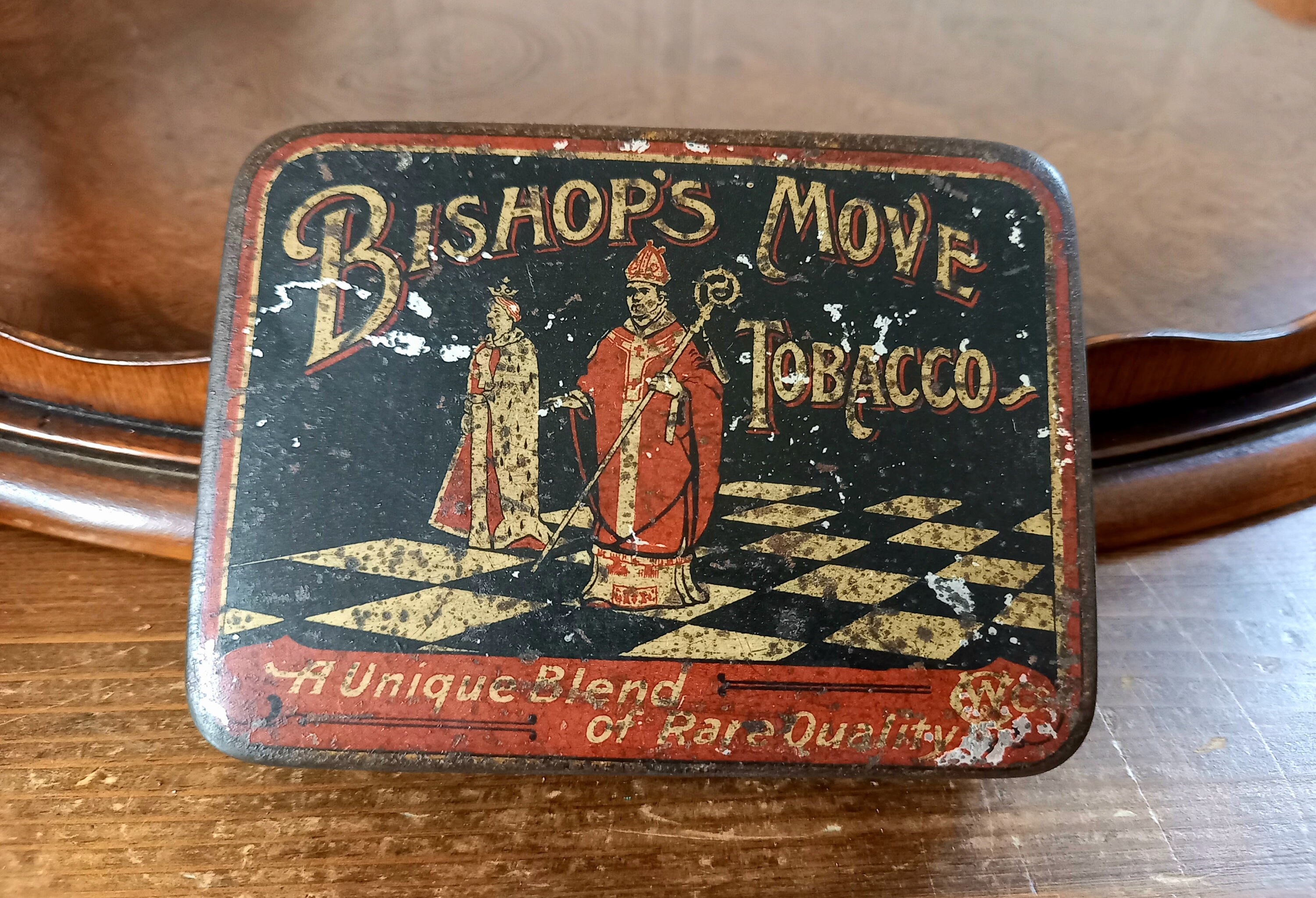 Antique 1920's Bishops Move Tobacco Tin