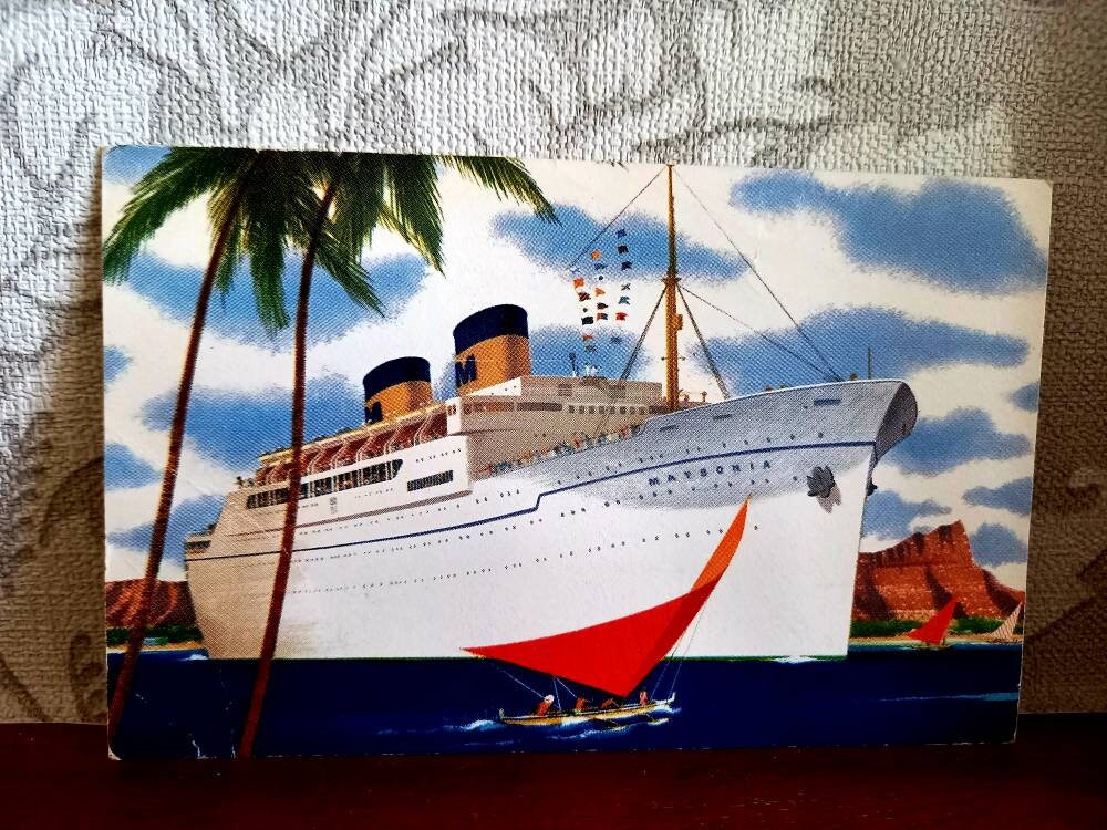 Vintage 40's Lithograph Matson Lines Matsonia Luxury Liner Cruise