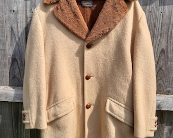 Vintage Sir Pendleton Camel Brown Colored Wool Lined Faux Fur