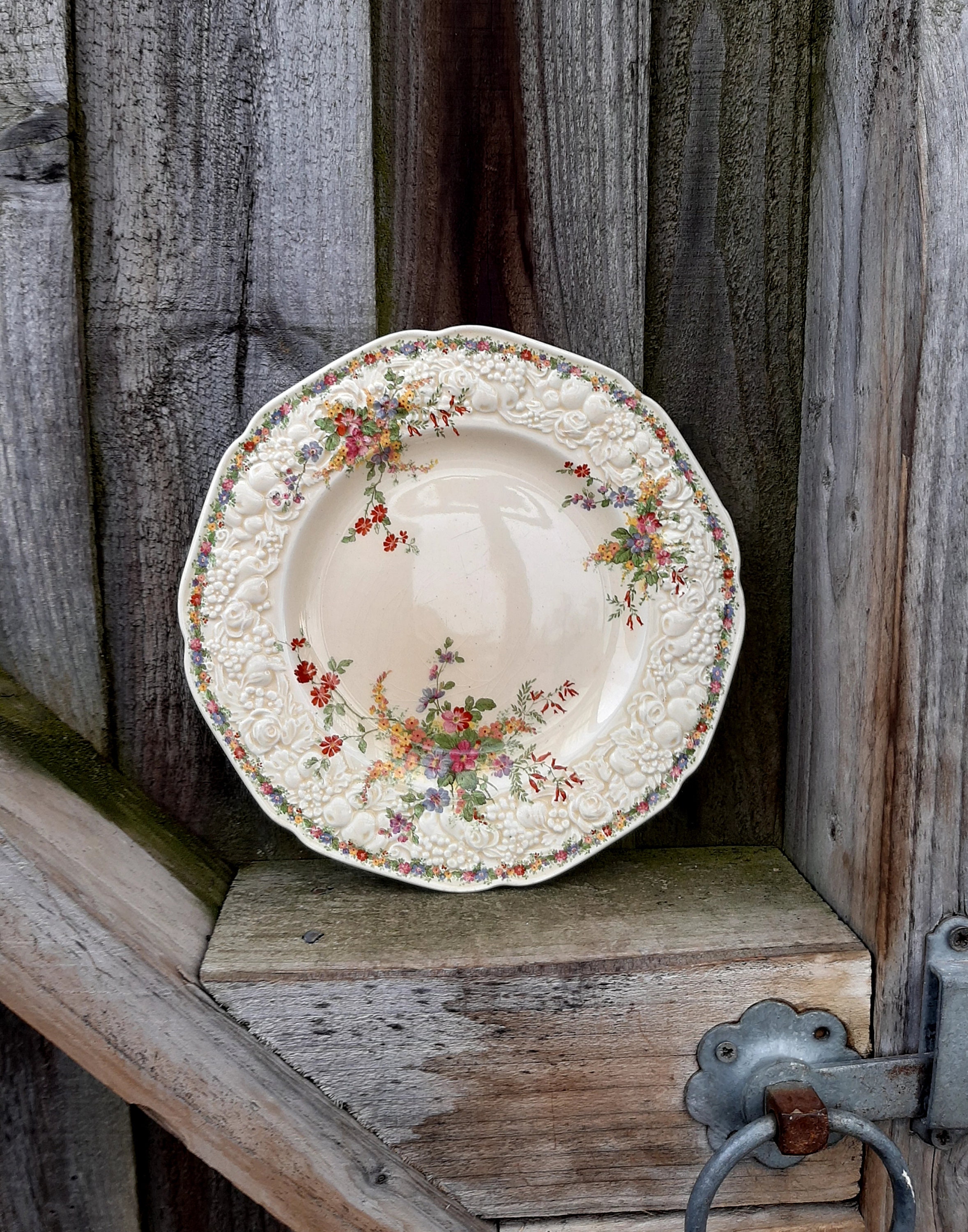 Vintage 1930's Crown Ducal Chatham Hand-painted Creamware Salad or