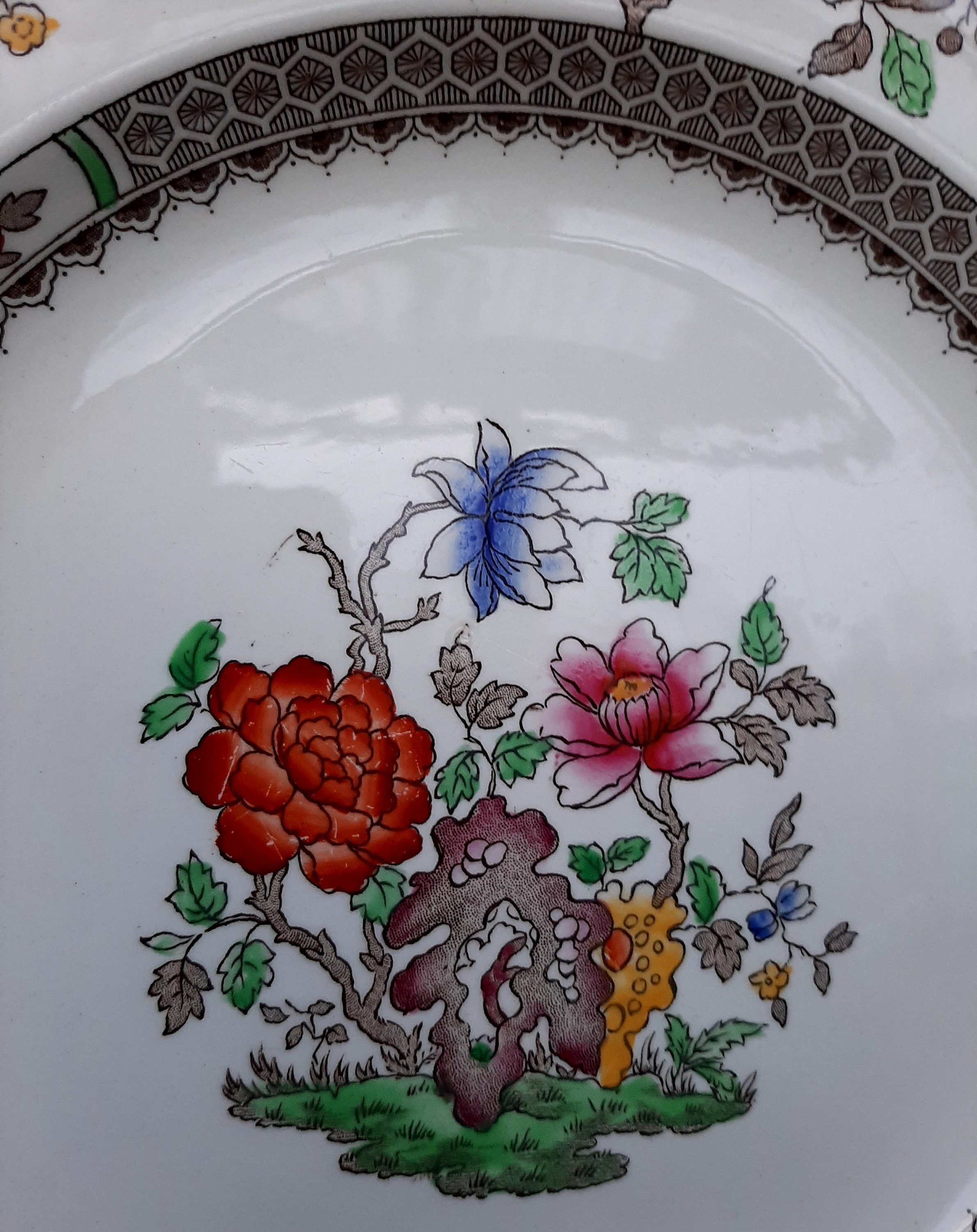 Staffordshire チャイニーズローズプレート 25cm2枚セット