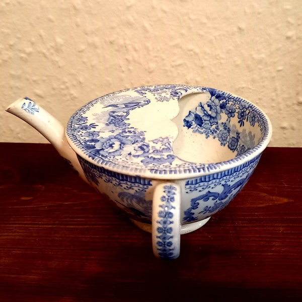 Antique Davenport blue and white feeding cup