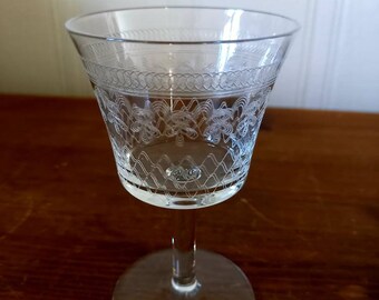 1 Edwardian acid etched Sherry port Glass
