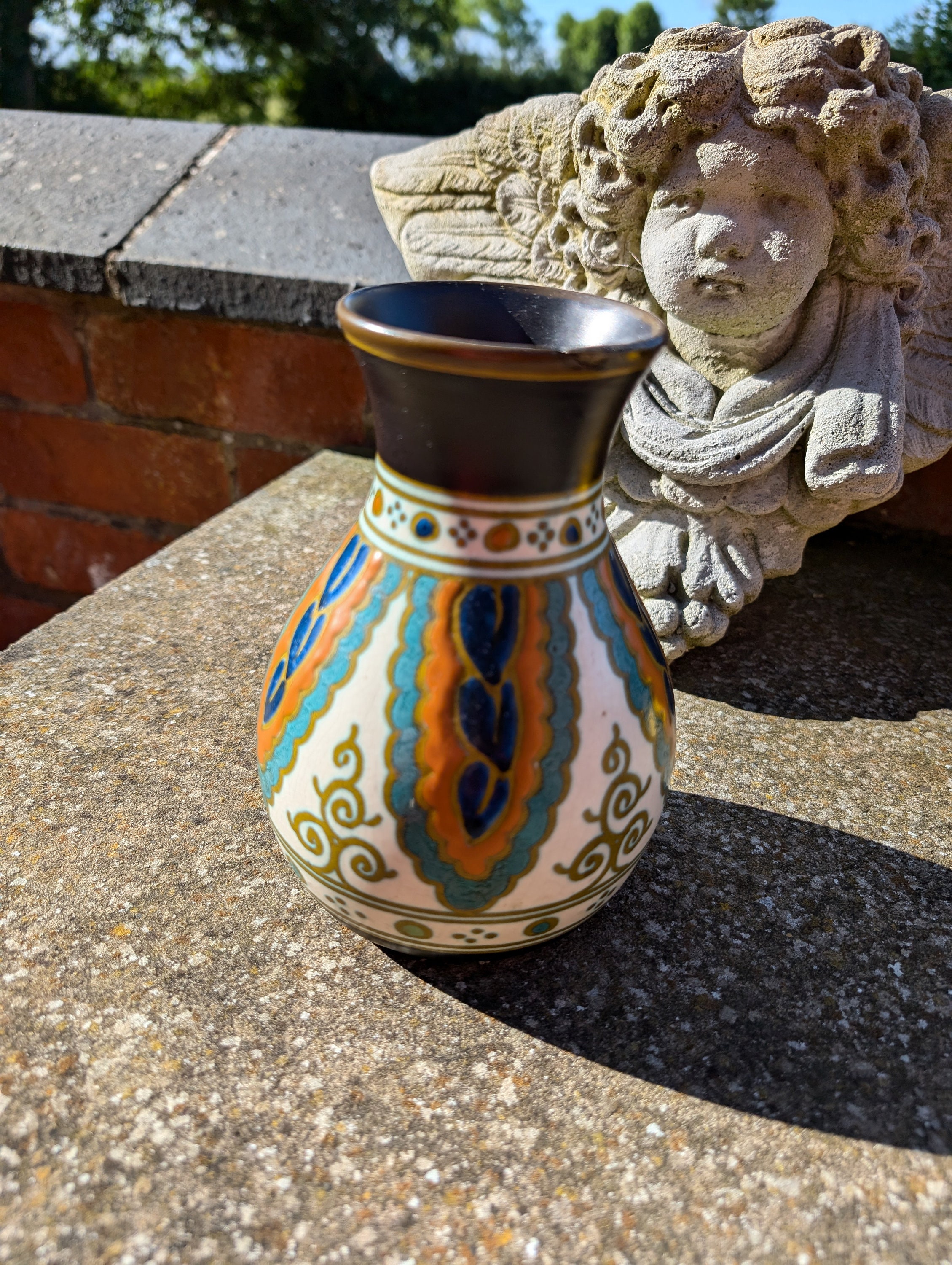フラワーベース　オランダ陶器　ゴーダ窯　アールデコ　アールヌーボー　花瓶 フラワーベースアールデコオランダ陶器花瓶ゴーダアールヌーボー