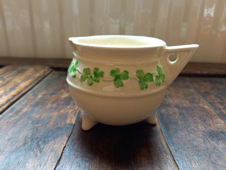 Vintage Sylvac Shamrock cauldron shaped porcelain creamer jug image 1