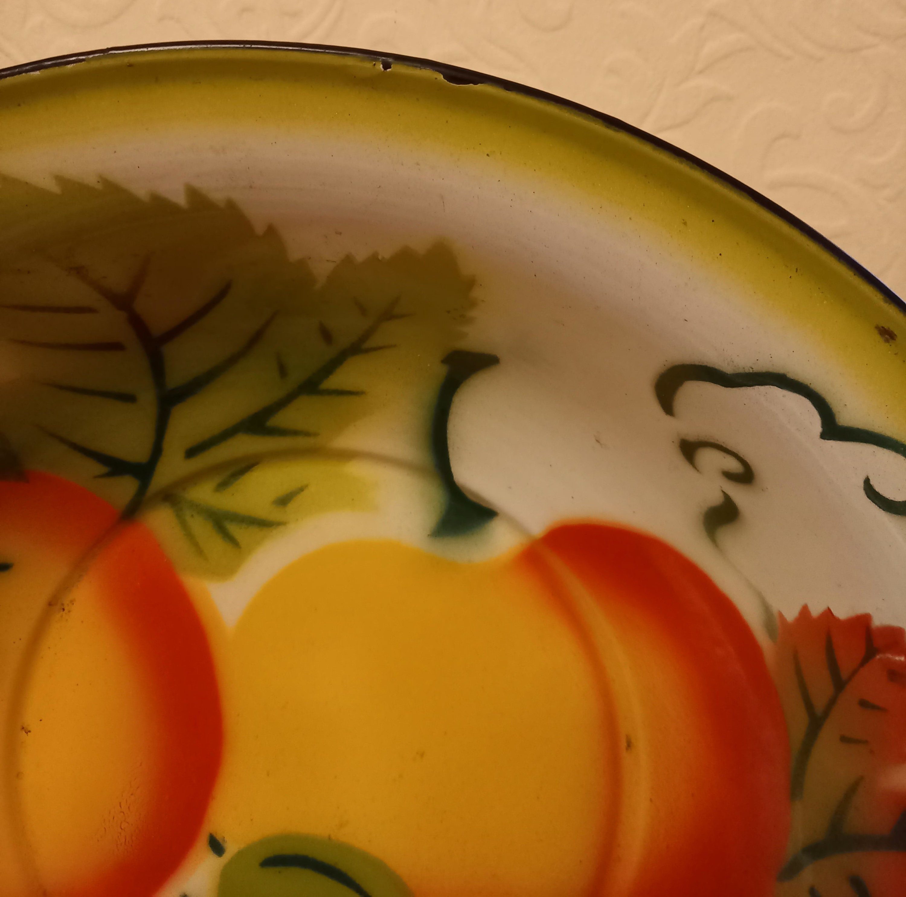 Vintage Mid-century 40's Japanese Large Enamelware Fruit Bowl - Etsy