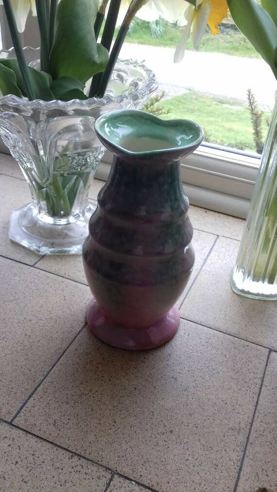 Vintage Art Deco Burleigh Ware Heart Shaped Pink And Green Etsy
