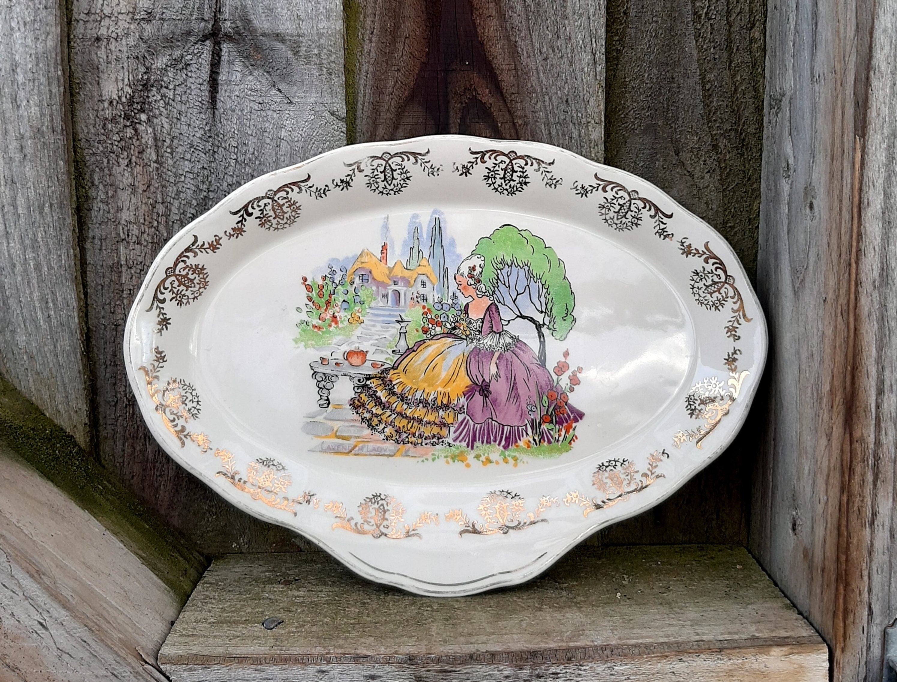 Vintage Grindley Cream Petal Oval Crinoline Lady Plate Platter - Etsy