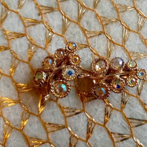 Mid Century 50's  vintage rhinestone leaf clip earrings