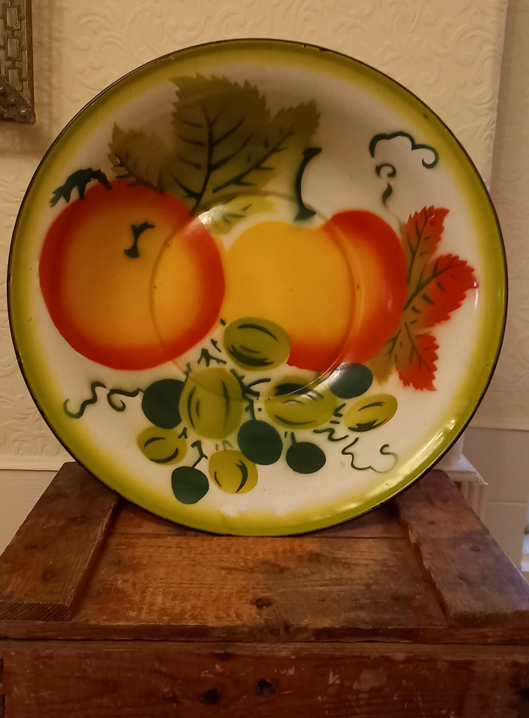 Vintage Mid-century 40's Japanese Large Enamelware Fruit Bowl - Etsy