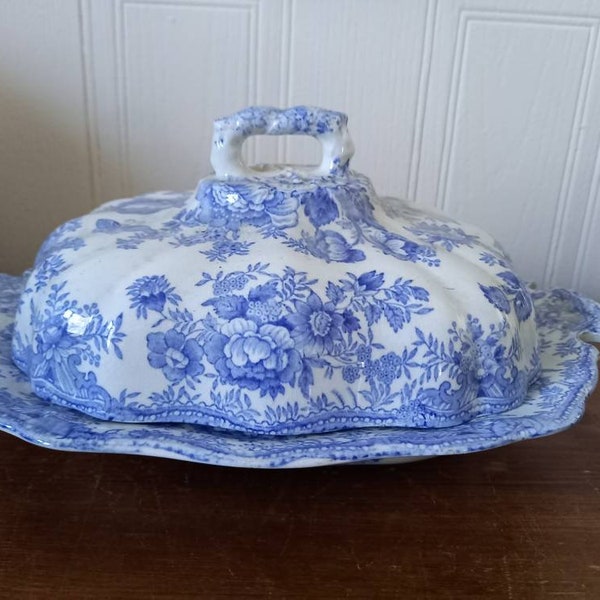 Antique B and K Asiatic Pheasant blue and white tureen