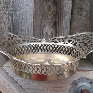 Vintage Cottage Bauernhaus oval Cherub Silber Korb schicker Silber Obstkorb