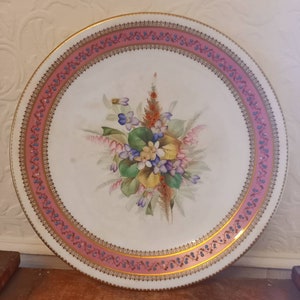 Antique Victorian Royal Worcester handpainted botanical floral bouquet plate