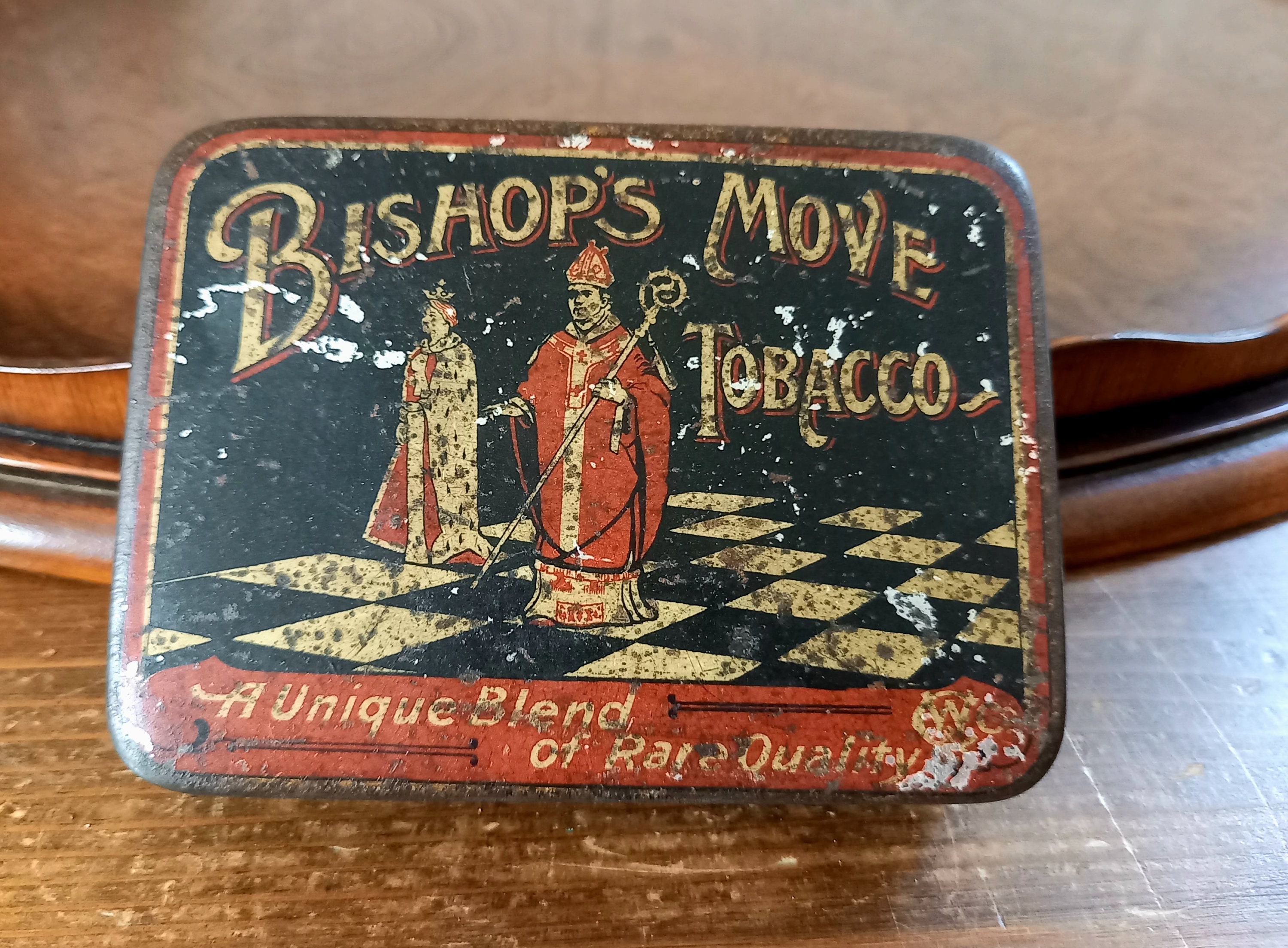 Antique 1920's Bishops Move Tobacco Tin