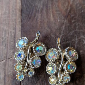 Vintage Mid Century classic Strass Blatt Ohrclips