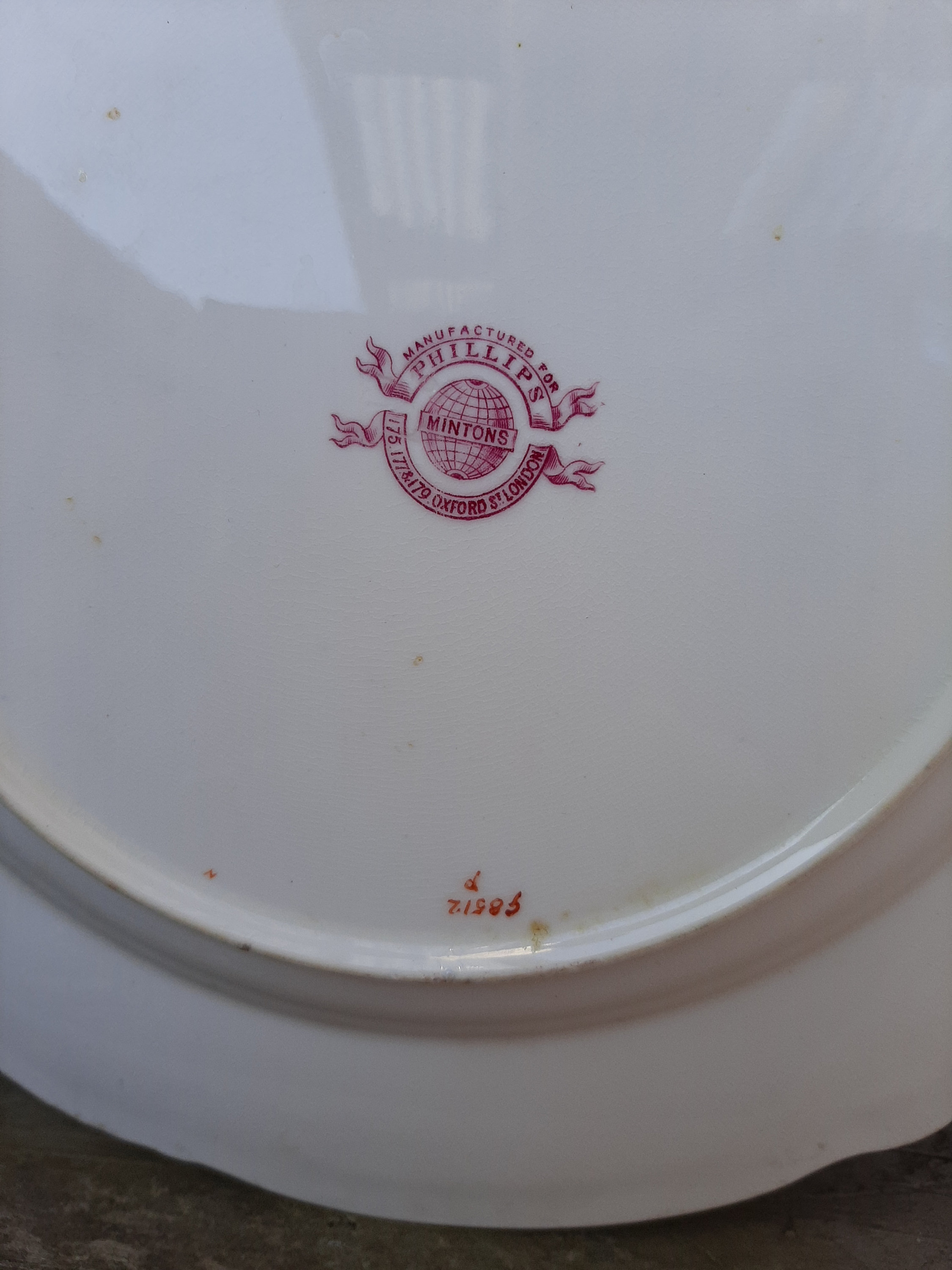 Antique Phillips Minton pink Roses and floral garland dinner plate