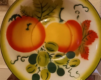 希少BIG！50sアメリカンアンティーク　果物柄ホーローボウルミッドセンチュリー 希少BIG！50sアメリカンアンティーク 果物柄ホーローボウル