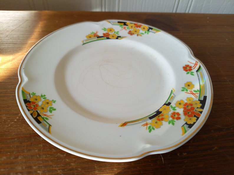 Vintage Rustic 30's Art Deco Florida Pattern Johnson Brothers Cake