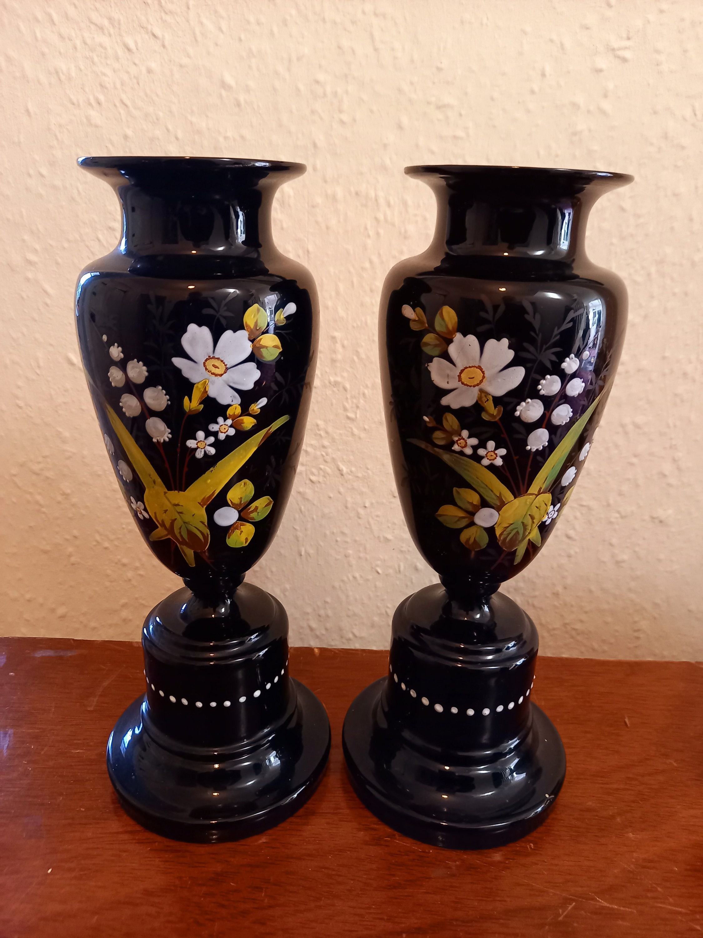 Rare Pair of Antique Victorian Gothic Black Glass Urn Vases Etsy
