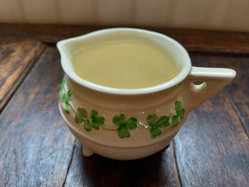 Vintage Sylvac Shamrock cauldron shaped porcelain creamer jug image 5