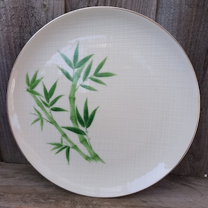 Large Vintage mid century plate Nagoya Japan fine china bamboo design