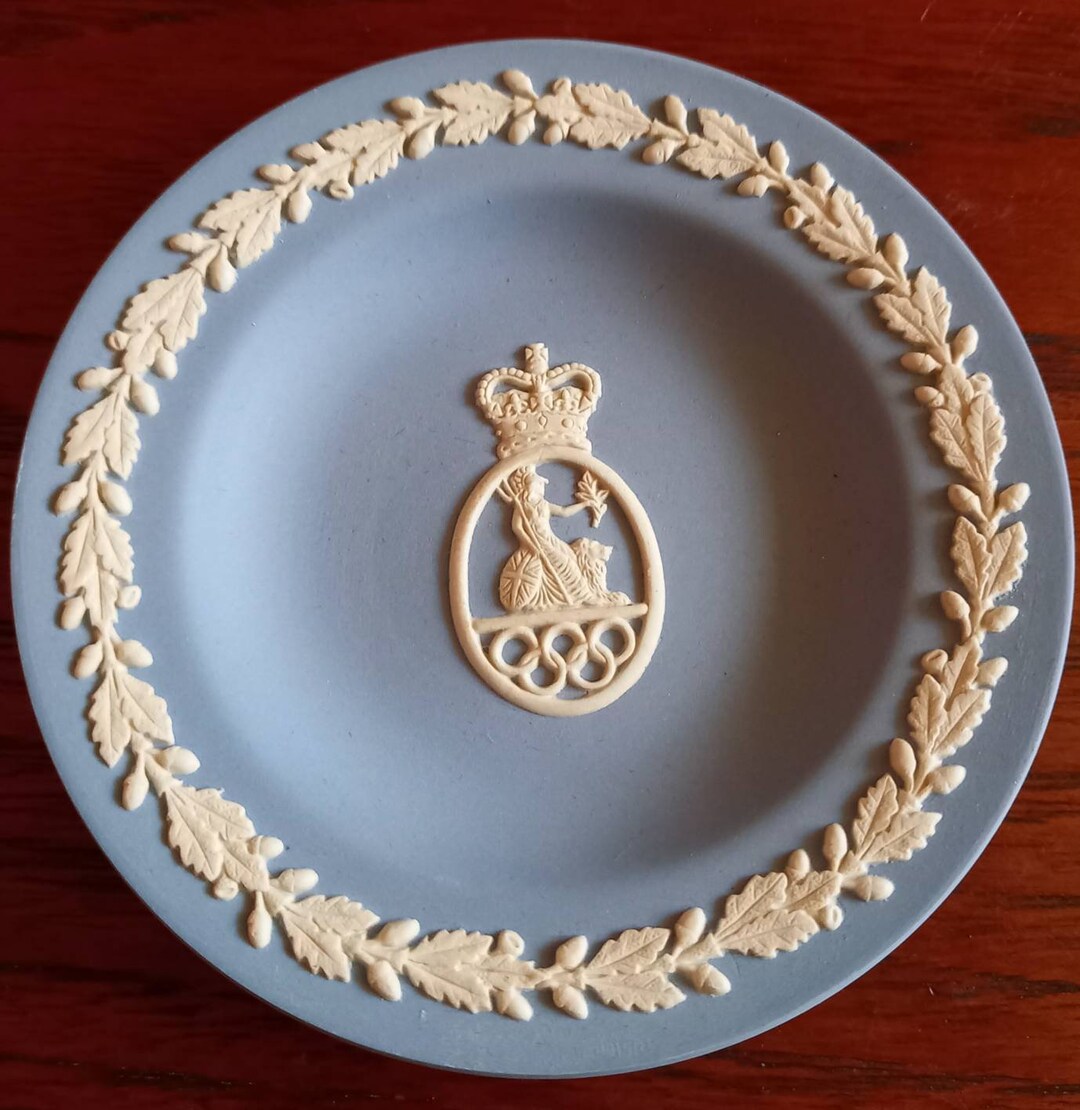 Vintage Wedgwood Blue British Olympic Association Round Pin Tray Etsy