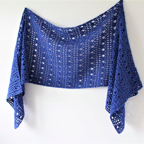 Chal de lado Wren, patrón de crochet, patrón de chal de crochet, patrón de chal de crochet con encaje, chal rectangular, chal de crochet fácil, chal de encaje